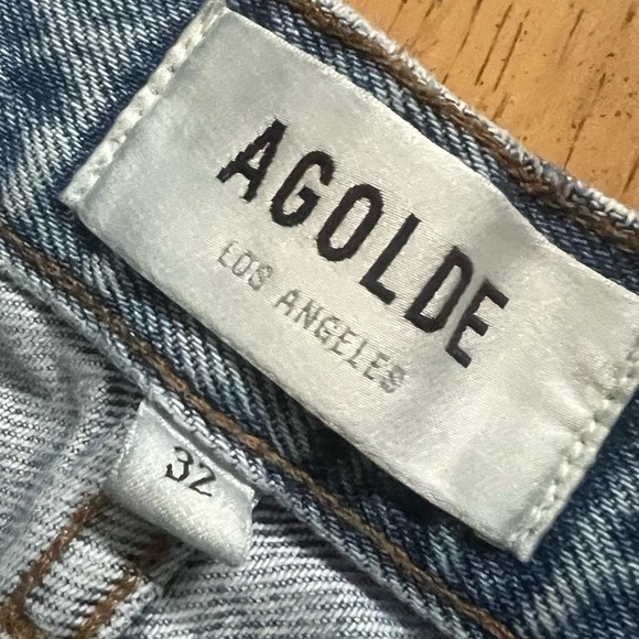 Agolde Blue Straight Jeans Classic Riley Crop - Picture 3 of 7